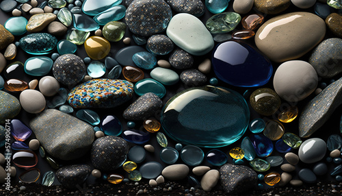 Tela Beautiful pebbles for natural backgrounds, structures for creativity, luxury pebbles illustration