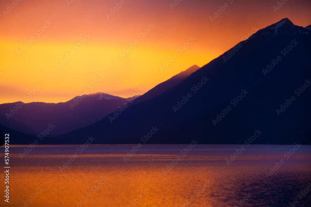 Sunset over Isaac Lake in Bowron Lake Provincial Park. Sunset over Isaac Lake in Bowron Lake Provincial Park.