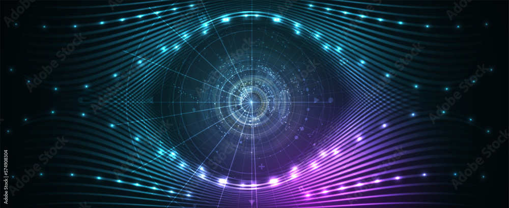 Fototapeta premium Quantum processing. Deep learning artificial intelligence. Future new technology for business or science presentation