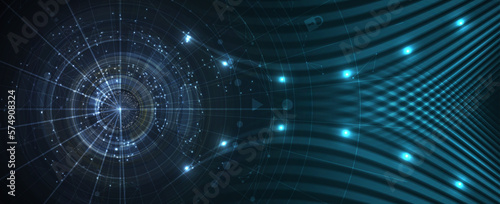 Quantum processing. Deep learning artificial intelligence. Future new technology  for business or science presentation