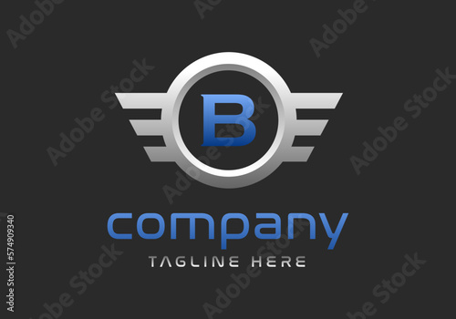 B letter logo inside a winged silver ring.