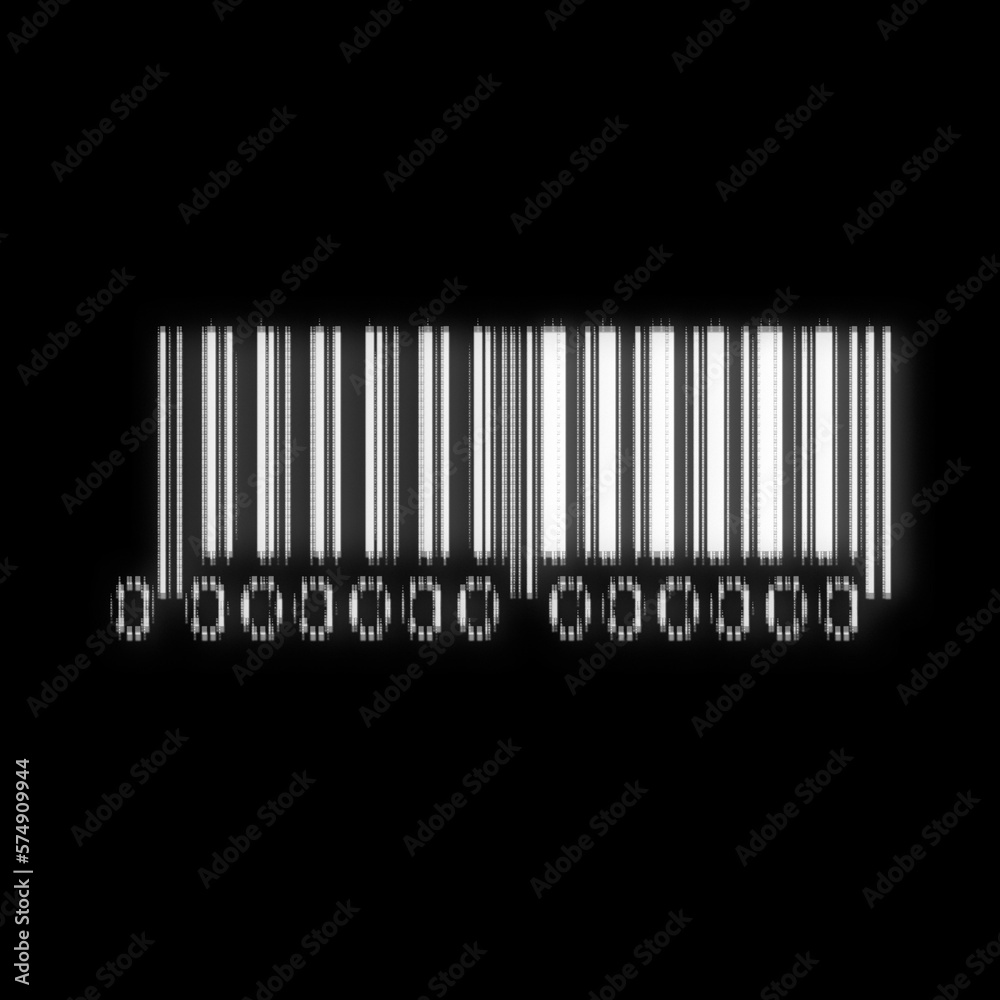 Bar Code With Zeros In Glitch Screen Effect Style. Illustration In 