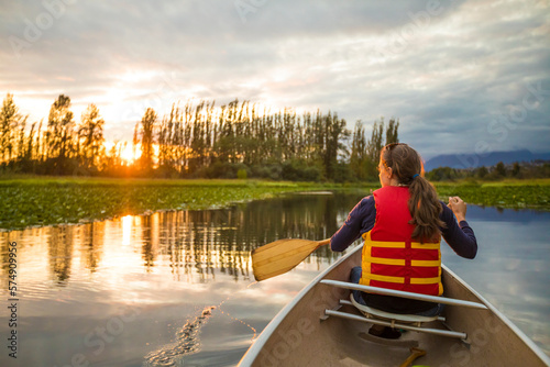 Canoeing on Burnaby Lake, British Columbia. photo