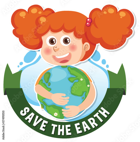 Save the earth text for banner or poster design