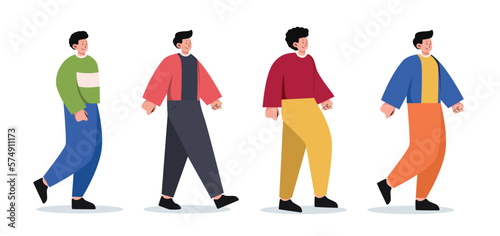 set of character people various movements vector illustration