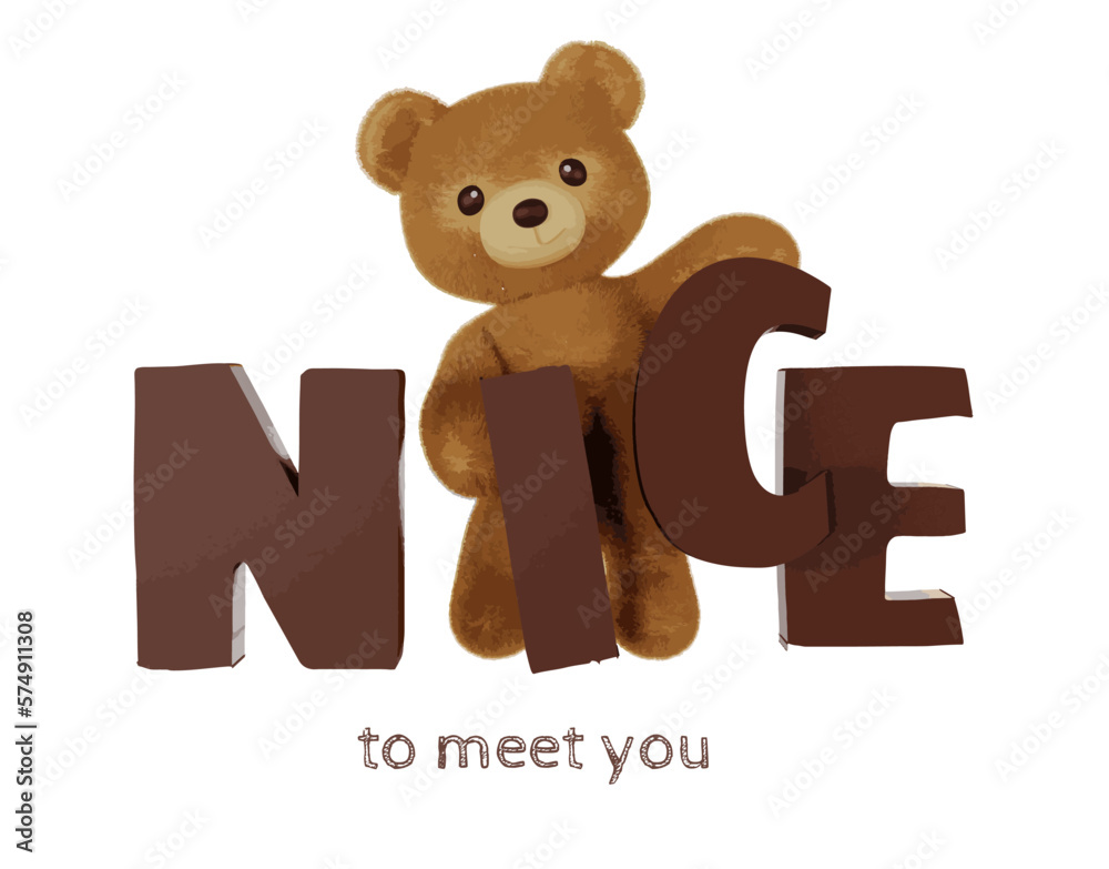 Obraz premium Teddy bear doll element set with alphabet.Vector illustration