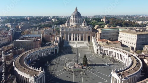 Aerial View of Saint Peter Basilica in Vatican State