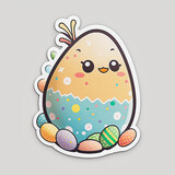generative ai illustration of a cute easter chick sticker