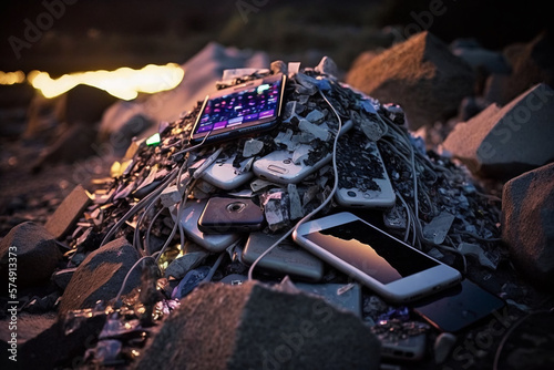 The smartphone waste in the garbage land, Generative Ai