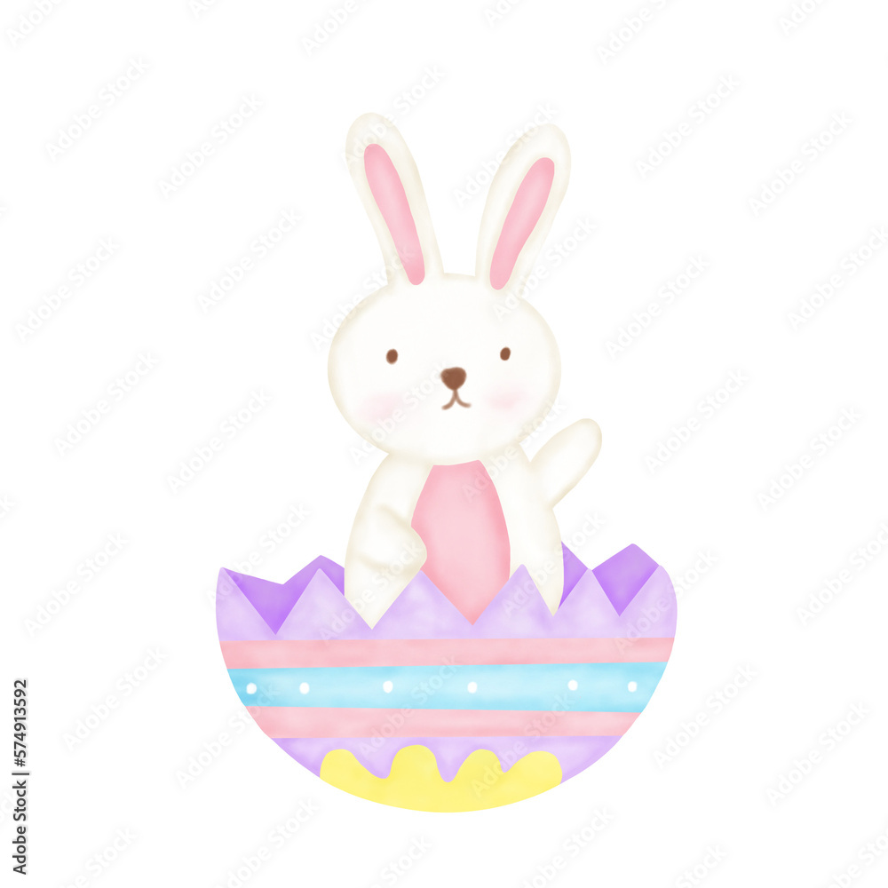 Watercolor easter bunny with eggs Watercolor easter bunny with eggs