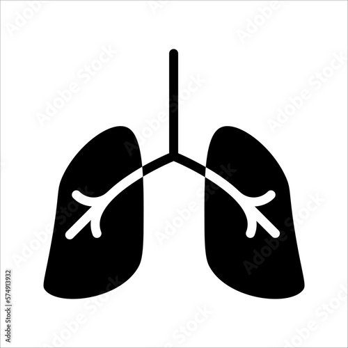 Lungs icon. Vector thin pictogram of human internal organ, vector illustration on white background