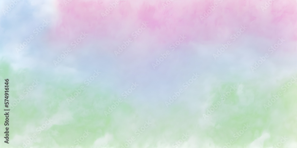Abstract watercolor background with sky texture, Pink, Light Green, Light Blue