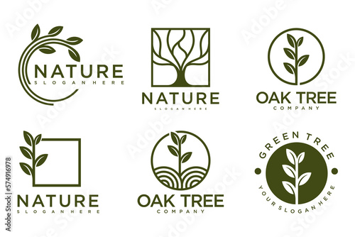 Tree logo icon set design. Garden plant natural symbols template.Vector illustration.
