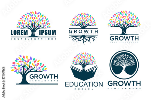 Tree logo icon set design. Garden plant natural symbols template.Vector illustration.