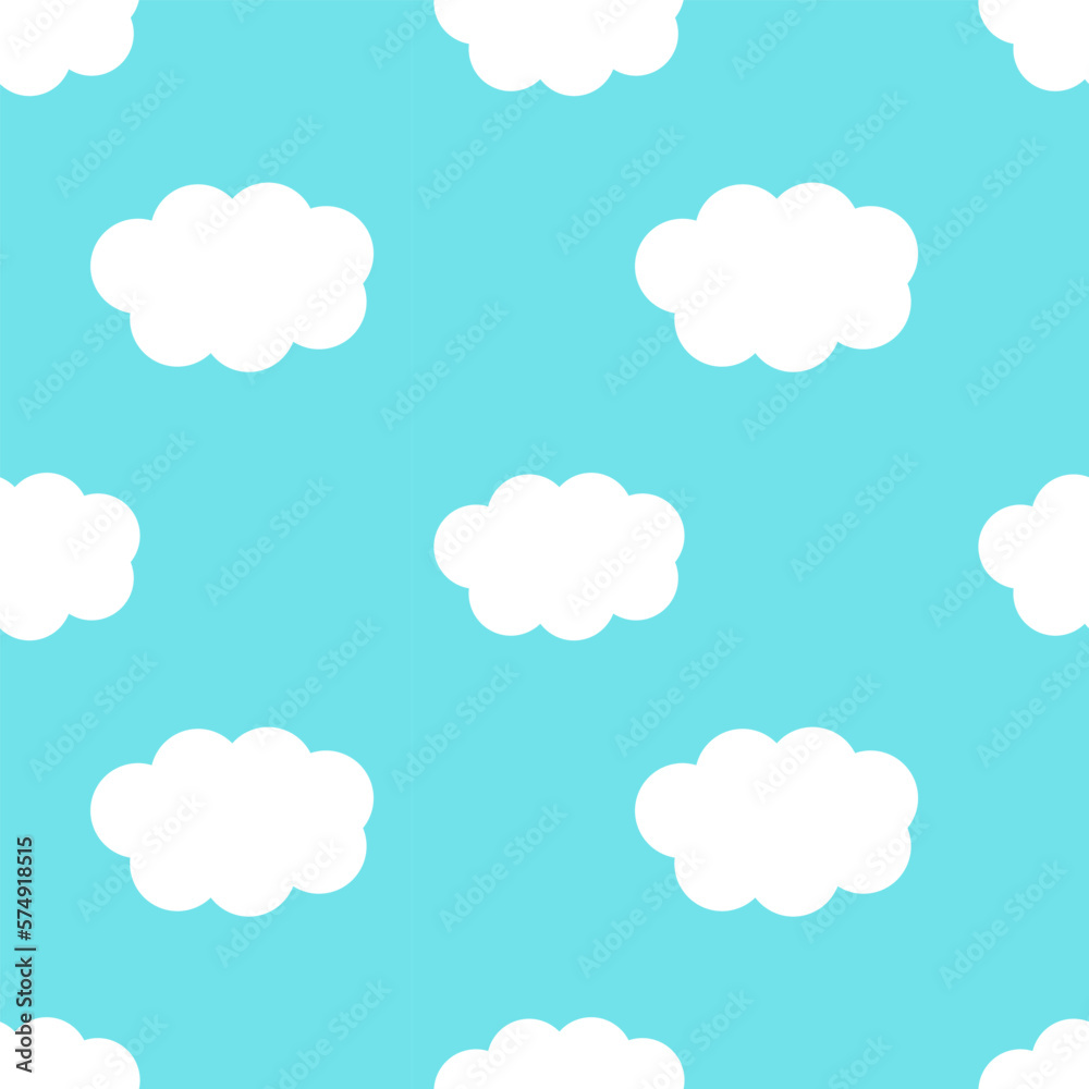 Sky with clouds, seamless pattern, vector. Blue sky with clouds.