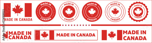 made in Canada icon set. Canadian product icon suitable for commerce business. badge, seal, sticker, logo, symbol in colored and black Variants. Isolated vector illustration