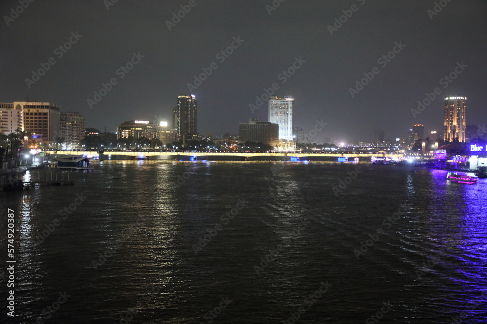 Fototapeta premium cairo from 6th of october bridge at night