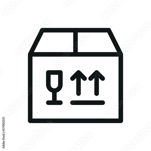 Fragile box isolated icon, fragile cargo vector symbol with editable stroke