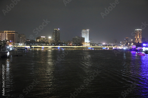 cairo from 6th of october bridge at night