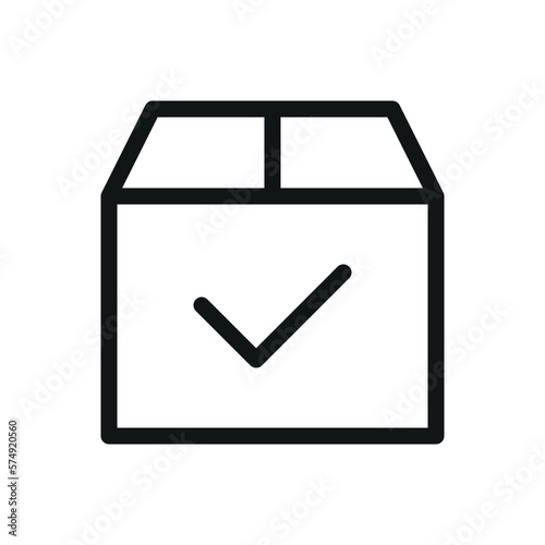 Successful delivery isolated icon, cardboard box with check mark vector symbol with editable stroke