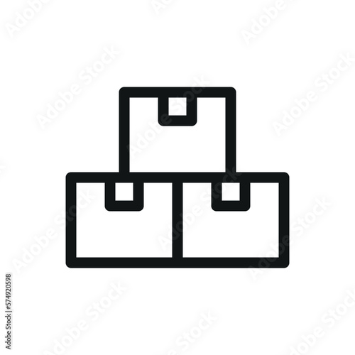 Three cardboard boxes isolated icon, 3 parcels vector symbol with editable stroke
