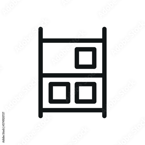 Warehouse racking isolated icon, storage rack with boxes vector symbol with editable stroke