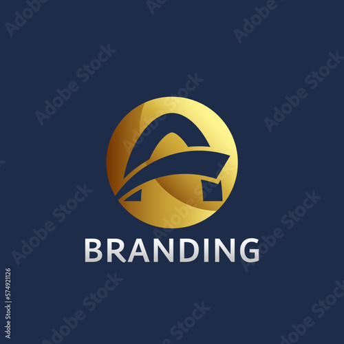 Golden Elegant Letter A Logo