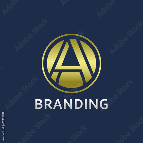 Golden Elegant Letter A Logo