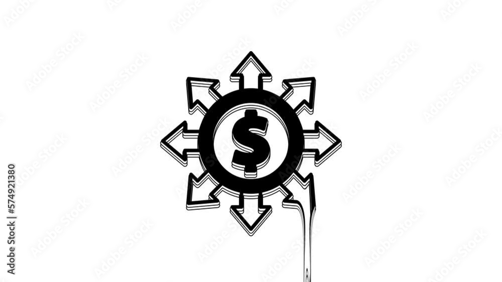 Black Dollar, share, network icon isolated on white background. 4K Video motion graphic animation Black Dollar, share, network icon isolated on white background. 4K Video motion graphic animation