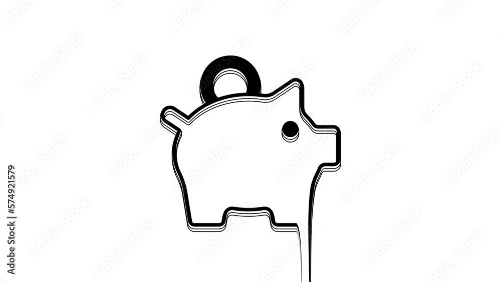 Black Piggy bank icon isolated on white background. Icon saving or accumulation of money, investment. 4K Video motion graphic animation Black Piggy bank icon isolated on white background. Icon saving or accumulation of money, investment. 4K Video motion graphic animation