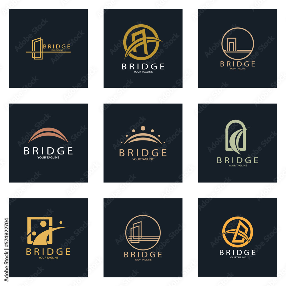 Naklejka premium Bridge logo vector icon illustration design template