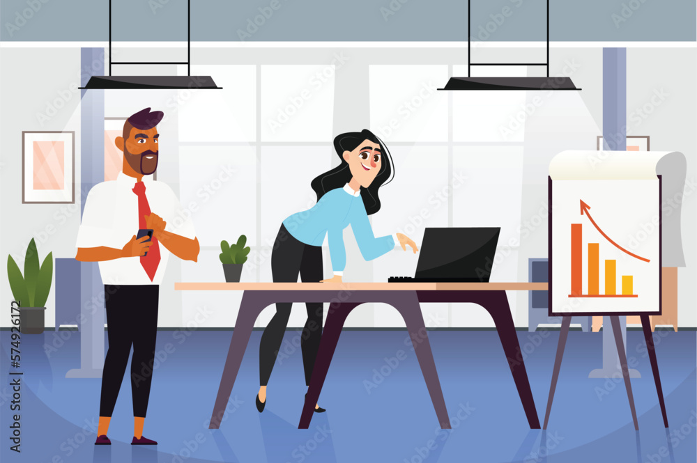 Startup team concept with people scene in the background cartoon design. Team of workers analyze their startup and analyze errors. Vector illustration. Startup team concept with people scene in the background cartoon design. Team of workers analyze their startup and analyze errors. Vector illustration.