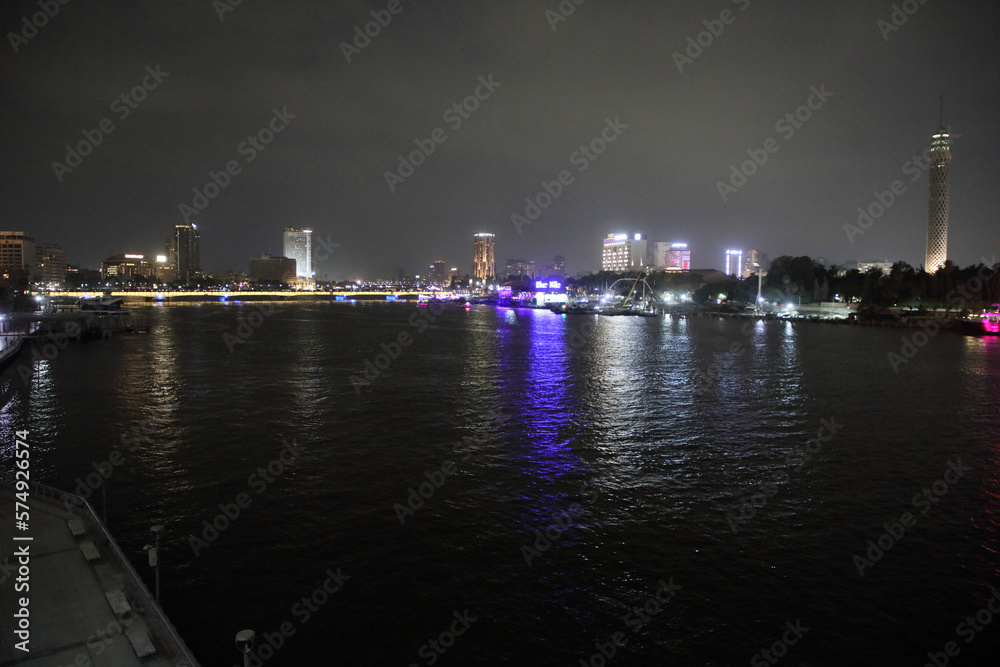 cairo from 6th of october bridge at night