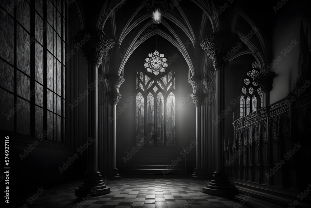 Gothic church illustration, black and white Gothic church illustration, black and white