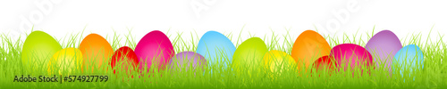 Banner 14 Bunte Ostereier Regenbogenfarben In Wiese