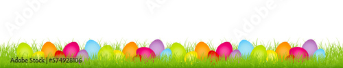Banner 28 Bunte Ostereier Regenbogenfarben In Wiese