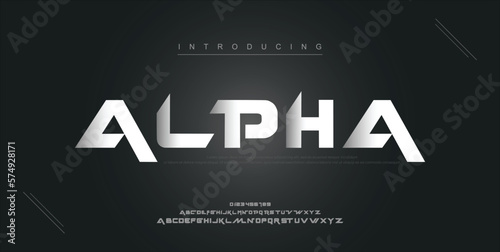 Alpha digital modern alphabet new font. Creative abstract urban, futuristic, fashion, sport, minimal technology typography. Simple vector illustration with number