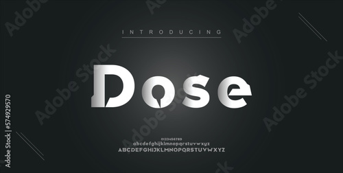 Dose digital modern alphabet new font. Creative abstract urban, futuristic, fashion, sport, minimal technology typography. Simple vector illustration with number