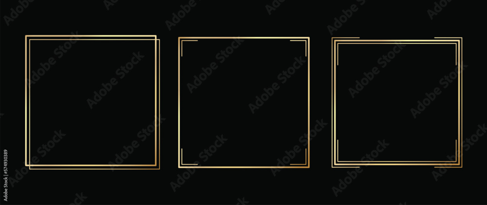 Set of luxury geometric golden frame vector. Gradient gold art deco, antique, vintage style, symmetric decorative border line shape. Elegant design illustration for card, decoration, poster, banner. Set of luxury geometric golden frame vector. Gradient gold art deco, antique, vintage style, symmetric decorative border line shape. Elegant design illustration for card, decoration, poster, banner.
