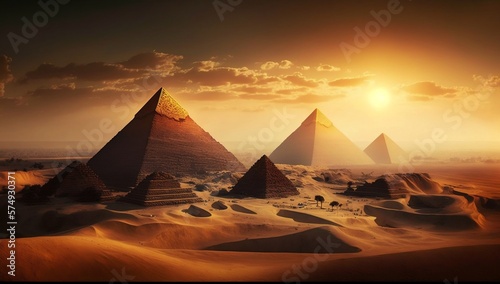 Captivating sunset view  majestic Egypt skyline with scenic landmarks