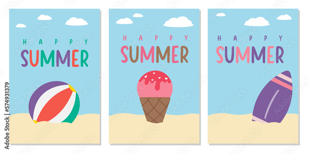 Set of Summer time poster and summer cards.
