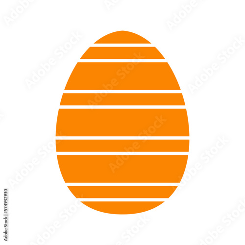 Orange easter egg with wide stripes. Vector illustration