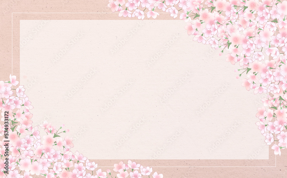 桜の長方形フレーム-薄紅