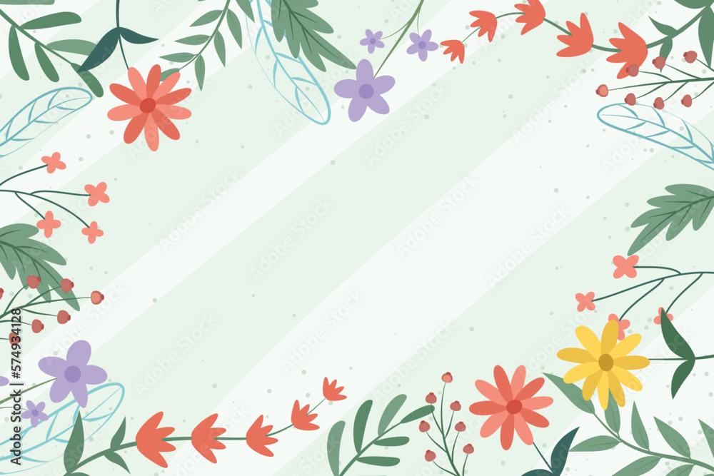 Obraz premium Beautiful spring background with hand drawn flowers