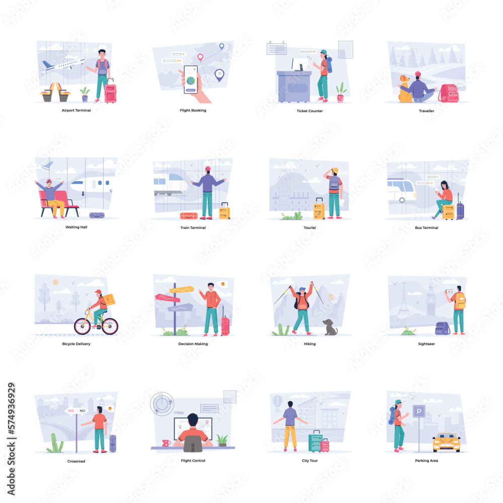 Pack of Travel Flat Illustrations
Pack of Travel Flat Illustrations