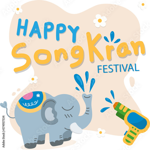 Template for Songkran Festival  Water Gun  elephant.