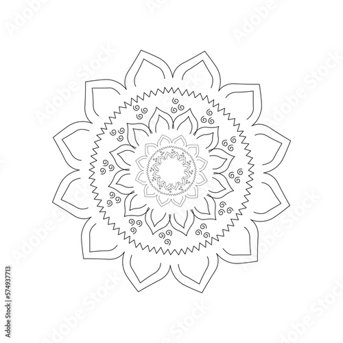 Ornamental Simple Geometric Mandala Sign, Symbol, Logo isolated on White