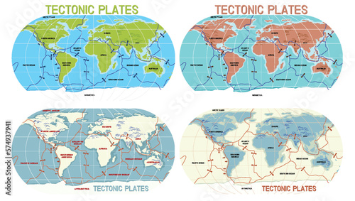 Fototapeta Naklejka Na Ścianę i Meble -  Tectonic plates world map collection