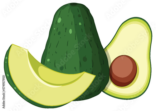 Isolated green avocado fruit isolated