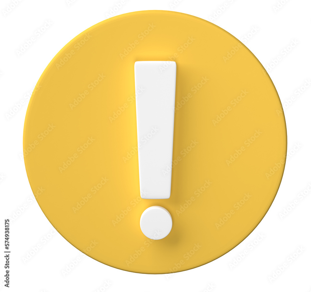 3D Exclamation mark symbol, caution sign icon isolated on transparent background png file. 3D Exclamation mark symbol, caution sign icon isolated on transparent background png file.